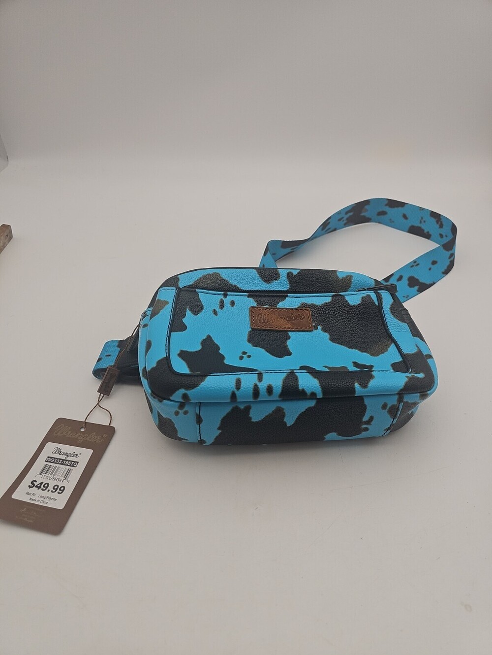 Wrangler Cow Print Belt Bag Turquoise Open Box New With Tags